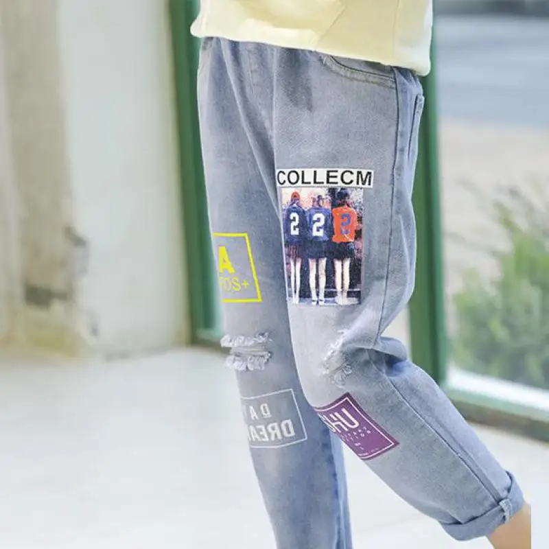 

Boutique Children Clothing 2020 New Spring Jeans For Girls Fashion Denim Pants Toddler Trousers Kids Kot Pantolon Jean Fille 12