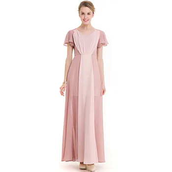

High Quality expansion bottom dress ruffle cuff full dress Sexy Long V-Neck Contrast color stitching beach chiffon dress 634