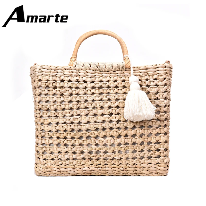 

2019 Amarte New Woven Hand Shoulder Package Wild Luxury Handbags Women Bags Designer Large Capacity Messenger Casual Tote Bag