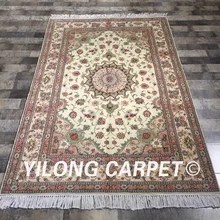 Yilong 4'x6' турецкий стиль ручной цветной цветочный ковер изысканный прочный китайский ковёр из шелка и шерсти(WY2102S4x6