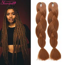 Ombre Colored Crochet 5Pcs 24inch 100g Box Braids Dark Brown Black Ombre Twist Crochet Tresses Synthetic Braid Hair Extension