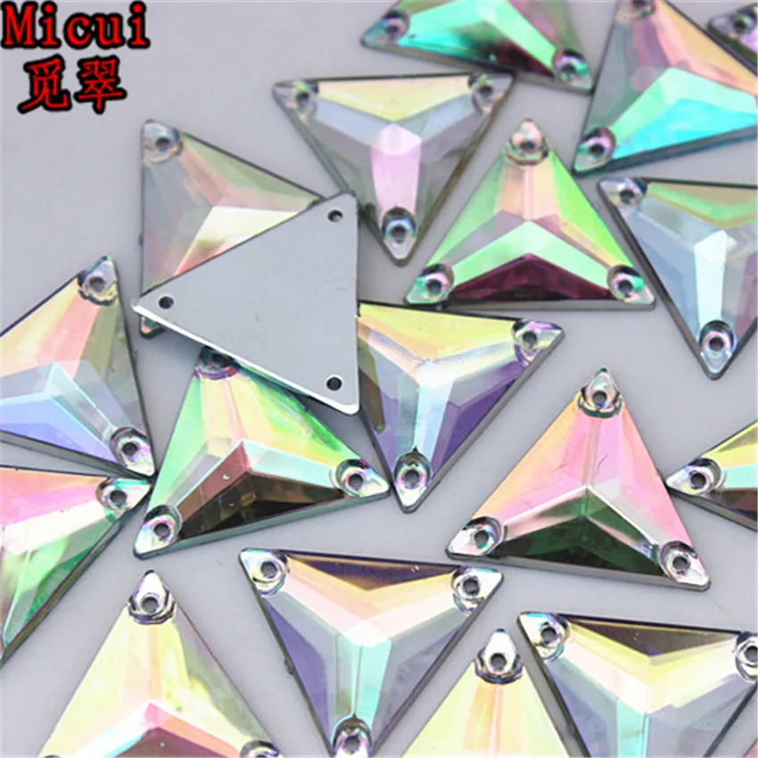 

Micui 50PCS 16.5mm triangles AB Crystal Flatback Sewing Acrylic Rhinestone Strass Crystals Stones for Crafts Clothes MC230