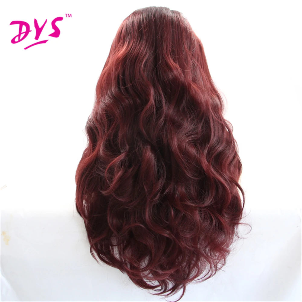 Deyngs Wine Red Synthetic Lace Front Wigs With Natural Hairline Burgundy Lace Wig Fluffy Perruque Peruca Front Lace Femmle Wig (1)