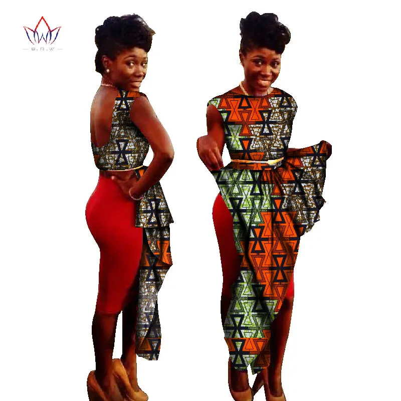 

2017 New Bazin Riche African Dresses for Woman Print Splice O Neck Irregular Dresses Dashiki African Traditional Clothing WY1052