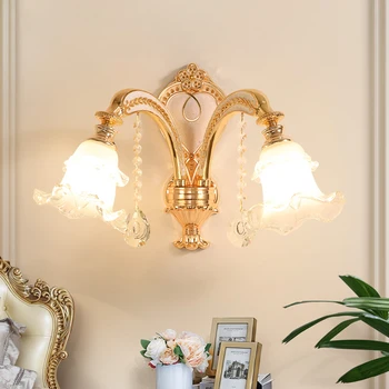 

European luxury zinc alloy crystal wall lamp simple bedroom bedside lamp living room hotel corridor porch aisle lamps mx4281411