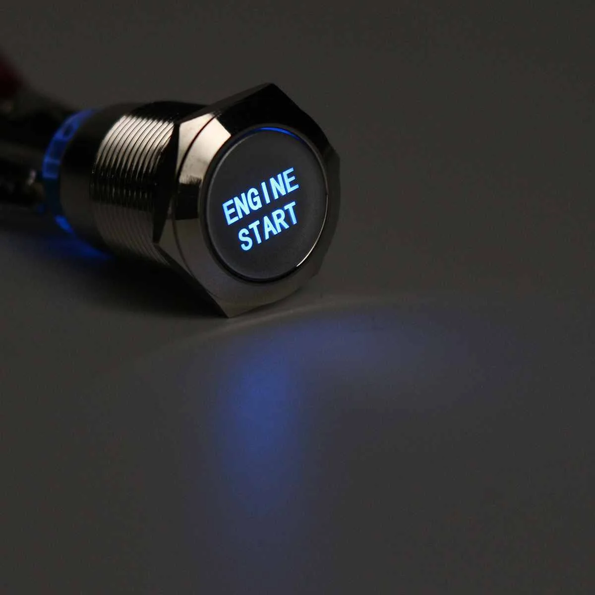 12 В 19 мм Автомобильный светодиодный кнопочный переключатель двигателя мгновенный стартовый переключатель алюминиевый водонепроницаемый - Цвет: Синий
