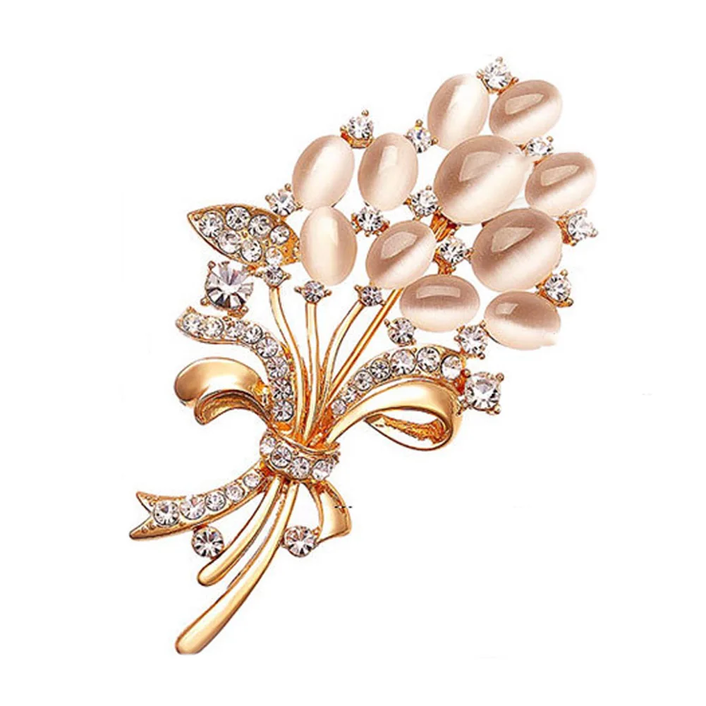 New Rhinestone Brooches for Women Vintage Fashion Female Jewelry Flower
