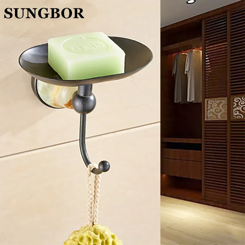 

New black bronze soap dish black antique American bathroom hardware pendant all copper wall hanging single butterfly HY-95804H