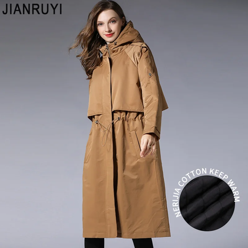 

Large size women's fat mm2018 winter new long thick hooded jacket fashion wild thin cotton coat D2017