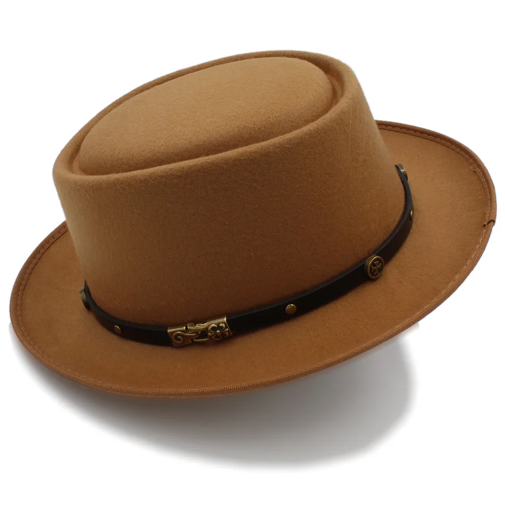 Модная женская и мужская шляпа из свинины, шерстяная шляпа для папы, плоская шляпа-федора для джентльмена, геймера, чародейка, шляпа Трилби, размер 58 см