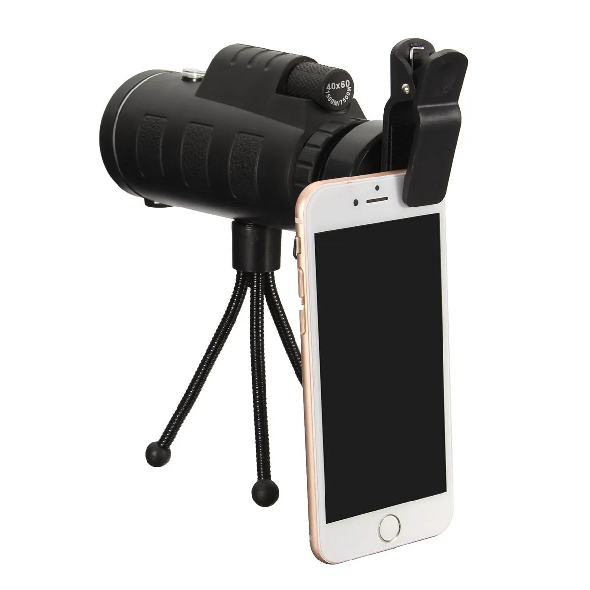 40X60 Zoom HD Dual for Focus Optical Prism Monocular Telescope Lens with Tripod Clip for Smart Phones Photograph Adjustable