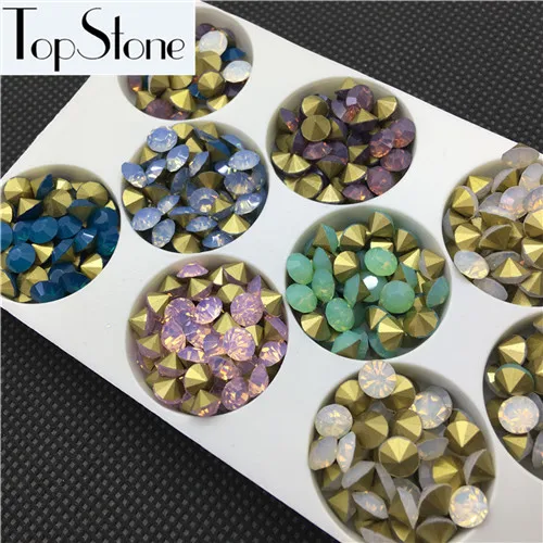 TopStone 5 мм 6 мм 8 мм стекло кристалл шатон опал цвета заостренные с обратной стороны Стразы для Diy украшения ювелирных изделий - Цвет: Mix Opal Random