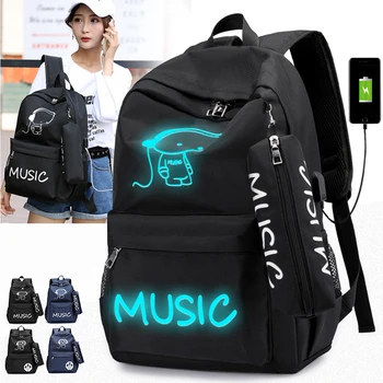 

Raged Sheep School Backpack Student Luminous Animation School Bags For Teenager USB Charge Computer Anti-theft Laptop Backpack