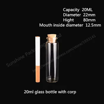 

500pcs 20ml Clear Glass Bottle With Cork, 20CC Corked Glass Bottle, Empty Glass Container with Cork Wishing Vial Wholesale