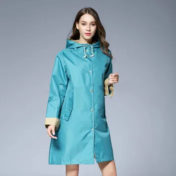 

Waterproof Women Raincoat Hooded Long Rain Jacket Breathable Rain Coat Poncho Outdoor Rainwear Lady Raincoat Dress
