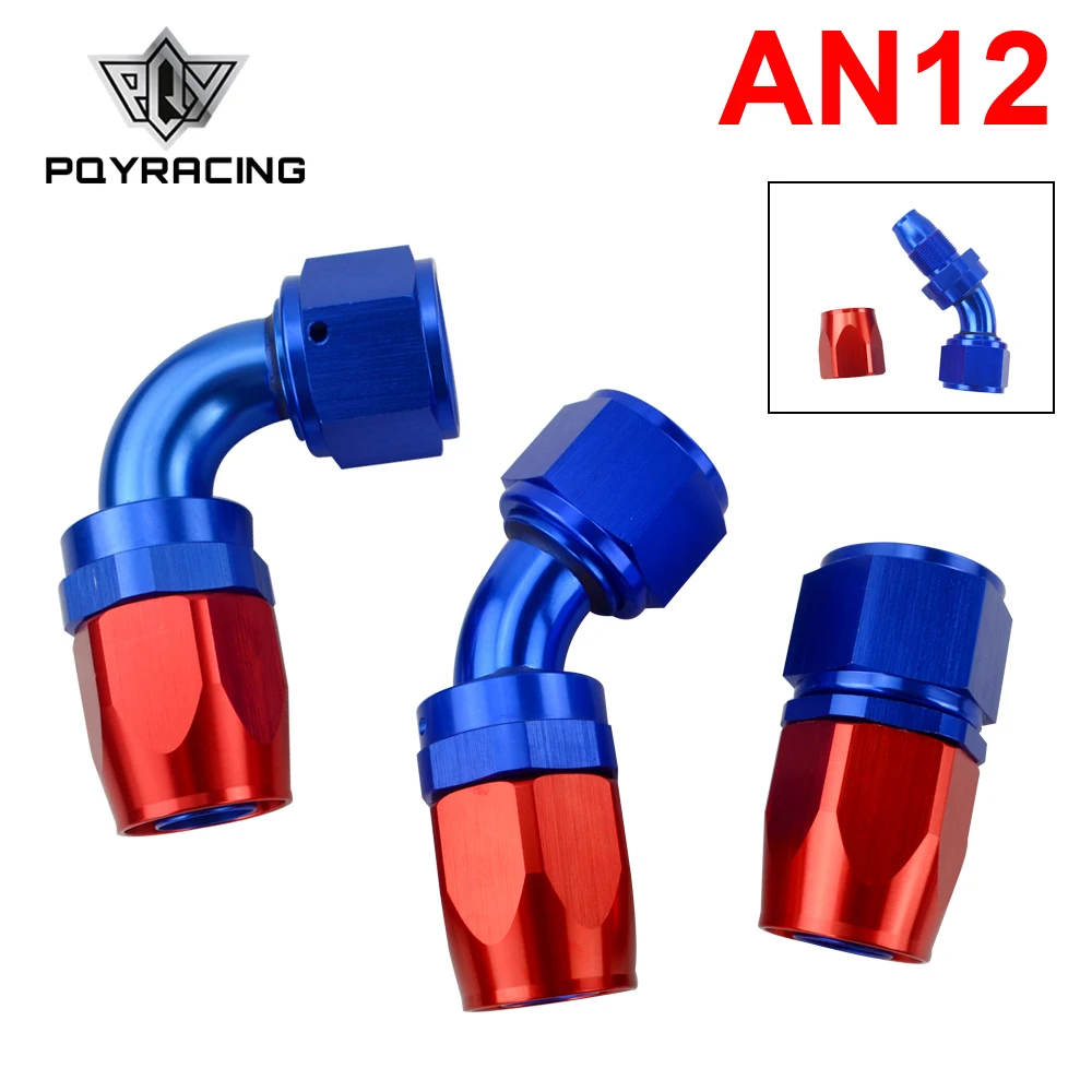 

PQY - AN12 Oil Fuel Swivel Hose Anoized Aluminum Straight Elbow 45 90 180 Degree Hose End Oil Fuel Reusable Fitting