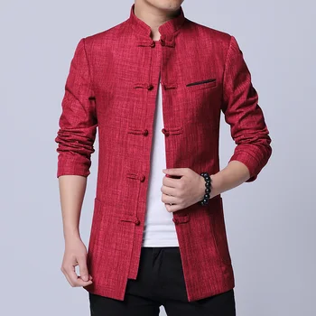 

2020 Spring New Chinese Style Fashion Classic Tang Suit Jacket Men Cotton Flax Comfortable Fabric Mens Jackets and Coats