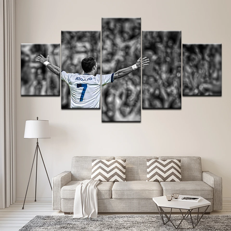 

5 Piece Bedroom Decor Cristiano Ronaldo CR7 Football Poster Canvas Painting Print Picture Modern Modular Wall Wall Frame Artwork