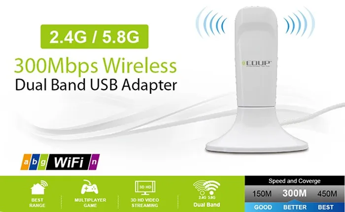 EDUP ep-db1305 300 Мбит/с Беспроводной двухдиапазонный usb-адаптер WI-FI сетевой адаптер Бесплатная доставка