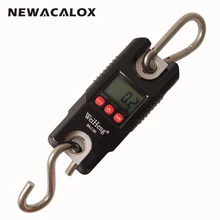 NEWACALOX 300kg/661lb x 0.1kg Mini LCD Digital Crane Scale Electronic Weight Stainless Steel Hook Hanging Scale