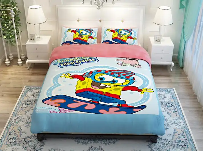 Birthday Party Decorations Kids Spongebob Bedding Set Bed Sheets