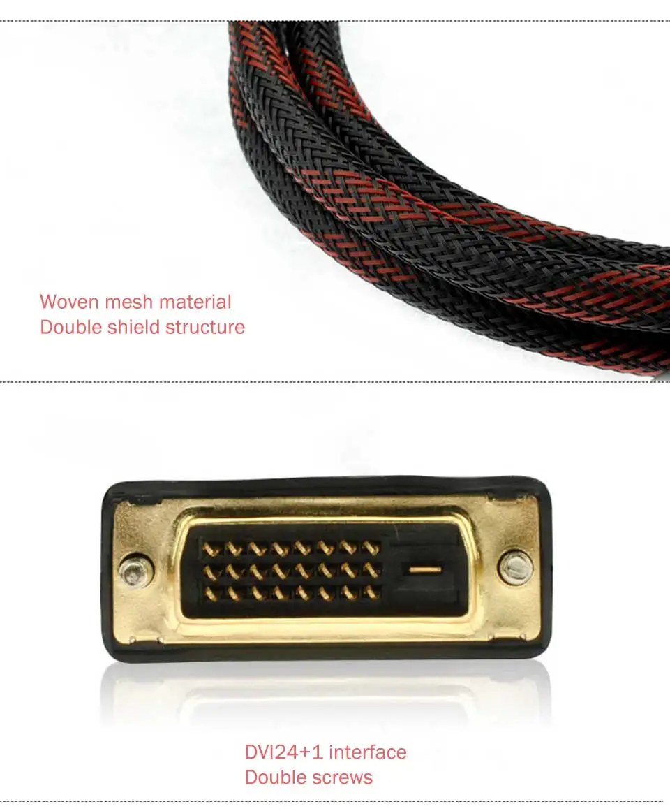 High Speed DVI Cable 3M 5M 10M Gold Plated Plug Male-Male DVI TO DVI 24+1 cable 1080p for LCD DVD HDTV XBOX Monitor Projector (4)