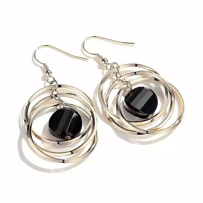 

Korean Geometric Design Gold Multi-layer Circle Big Earrings 2019 Statement Drop Long Tassel Earrings For Women Fashion Jewelry