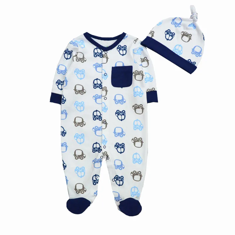 2019 Fashion Baby Boys Girls Clothes 100%Cotton Infant Jumpsuits Rompers With Caps Full Sleeve Roupas de bebe |