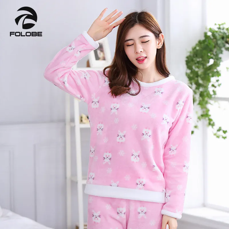 Модные мужские костюмы, на осень-зиму Лонгслив pinklovely кролик Фланелевая Пижама для женщин, одежда для сна, пижама, комплект одежды для девочки пижамы наборы для ухода за кожей