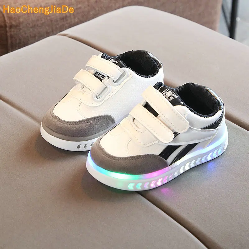 

2018 high quality LED shoes children Hook^Loop cool excellent baby sneakers lighting up girls boys shoes glowing footwear