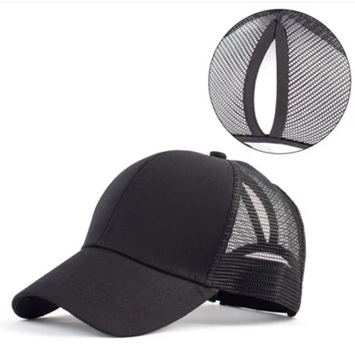 Бейсбольная кепка для мужчин, Casquette Femme, Мужская кепка, конский хвост, бейсболка, летняя кепка для женщин, Солнцезащитная Спортивная сетчатая Кепка, бейсболка в стиле хип-хоп - Цвет: Черный