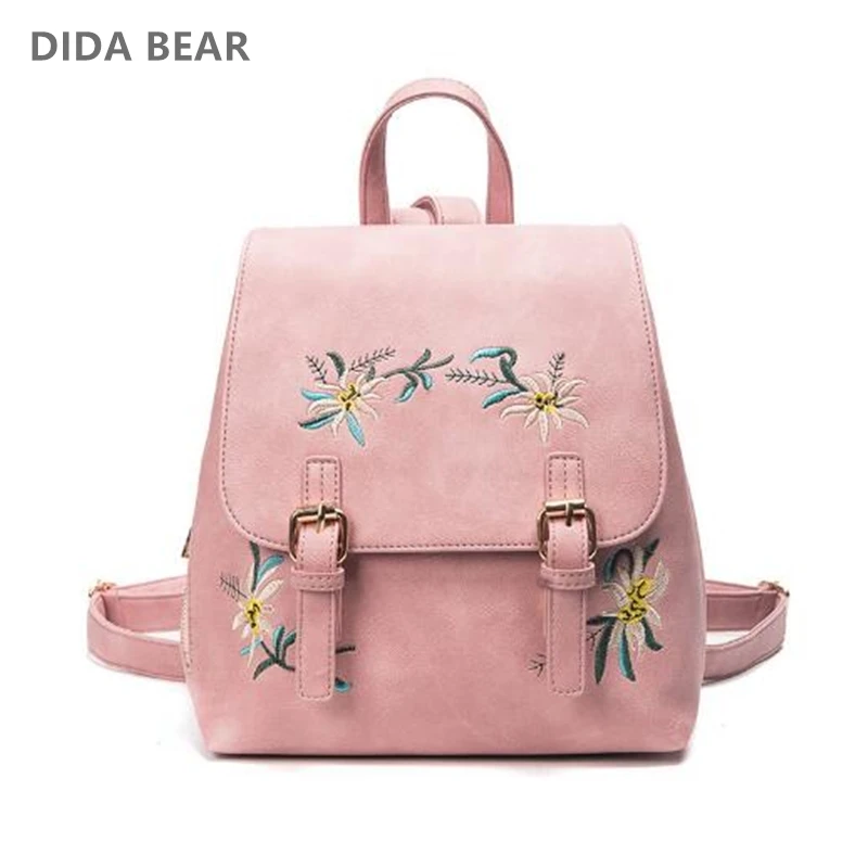DIDA BEAR Качества Бренда Женщины Кожаные Рюкзаки Школьные сумки для Девочек Рюкзак