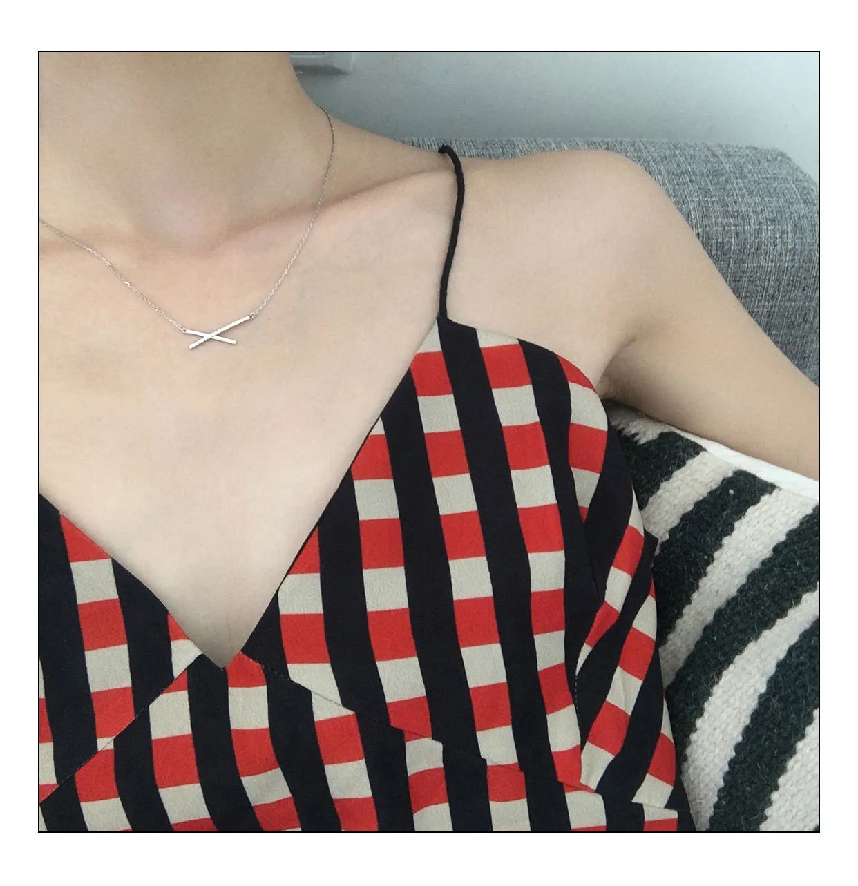 925 Sterling Silver Geometric Cross Necklaces for Women Korean Style Clavicle Necklace Ladies Fashion Minimalist S925 Jewellery