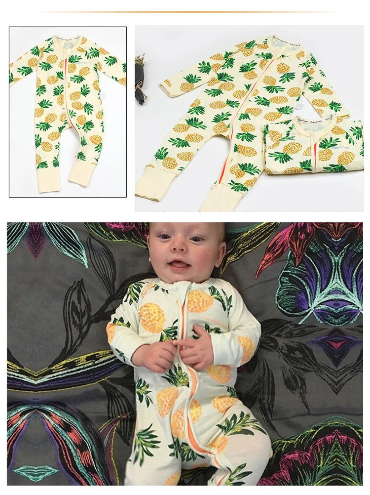 Комбинезон для новорожденных мальчиков; Хлопковая пижама с длинными рукавами и милым фруктовым узором; детские комбинезоны унисекс; Одежда для маленьких девочек; BBR2299
