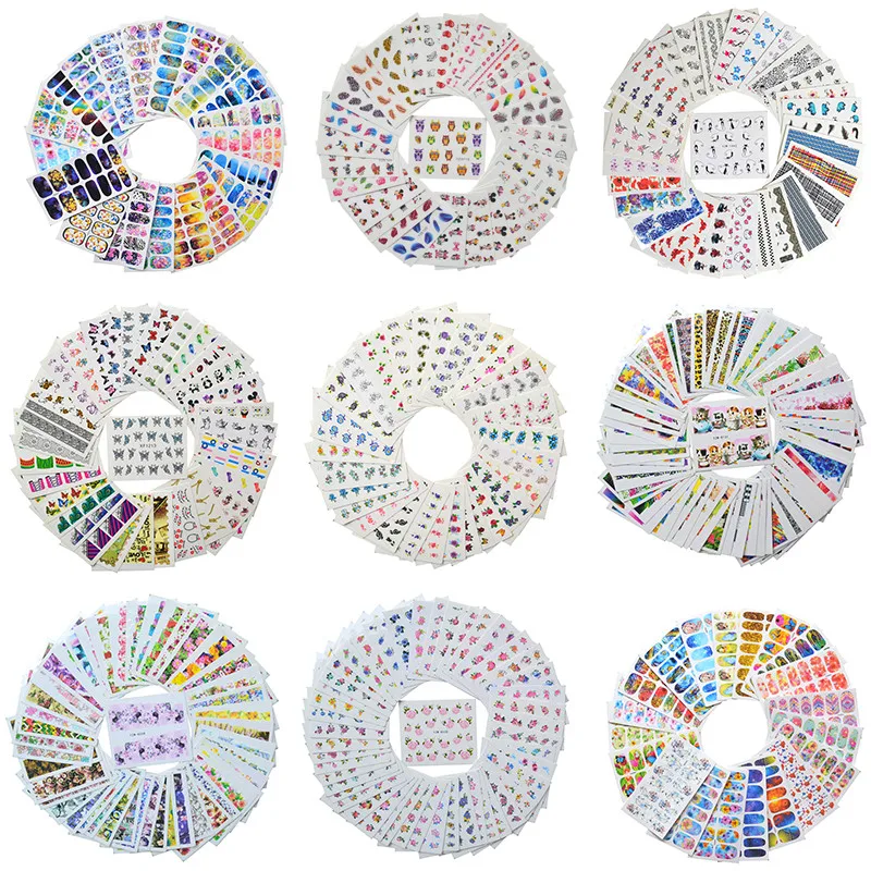 

2019 New Designs Nail Art Stickers Black Leaf Floral Flamingo Water Decals Manicure Decorations For Manicure Set Sliders Foil
