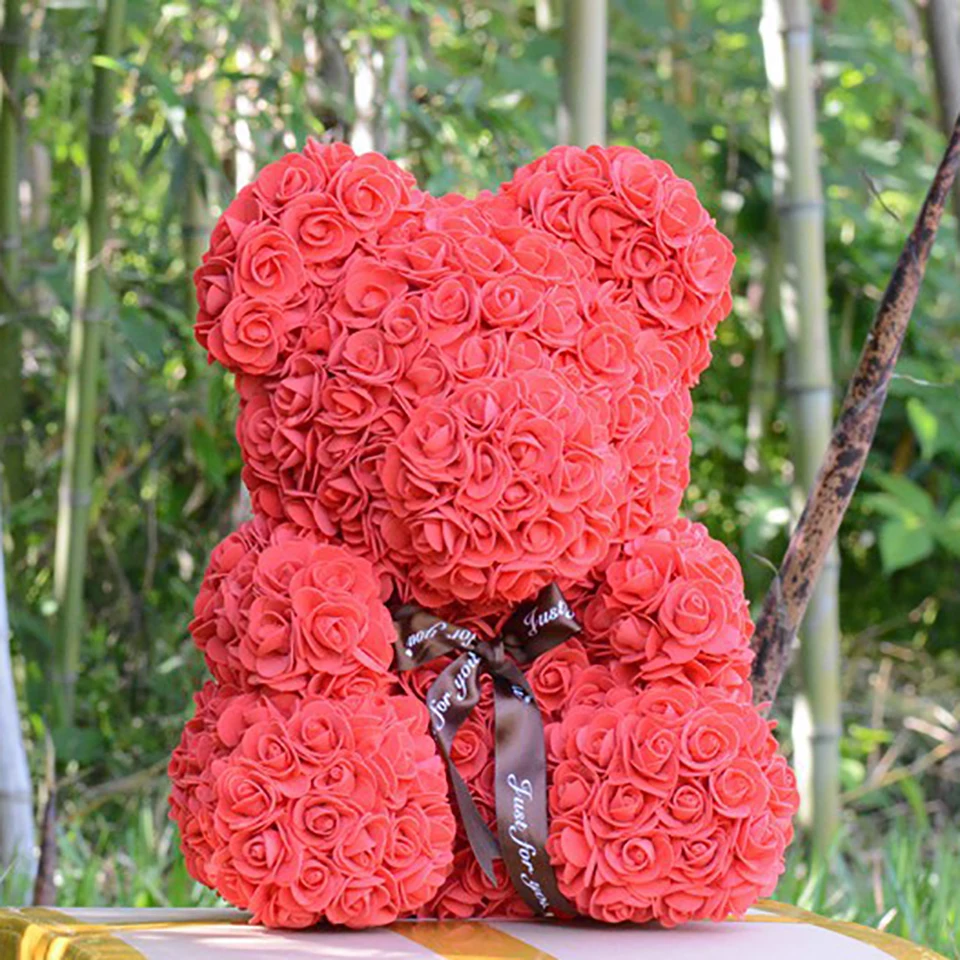 

Tronzo 40cm Rose Flower Teddy Bear Soap Foam Dolls Artificial Rose Teddi Bear Toys Valentines Day Gift for Girls Dropshipping