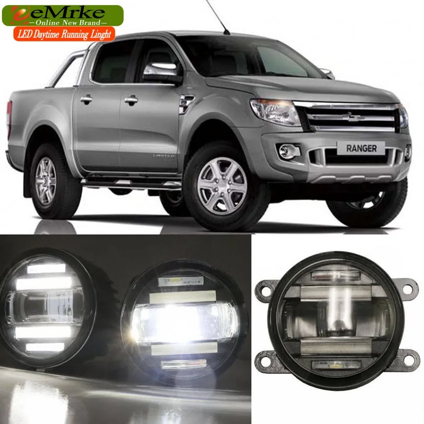 

eeMrke Car Styling For Ford Ranger 2012 - up 2 in 1 LED Fog Light Lamp DRL With Lens Daytime Running Lights