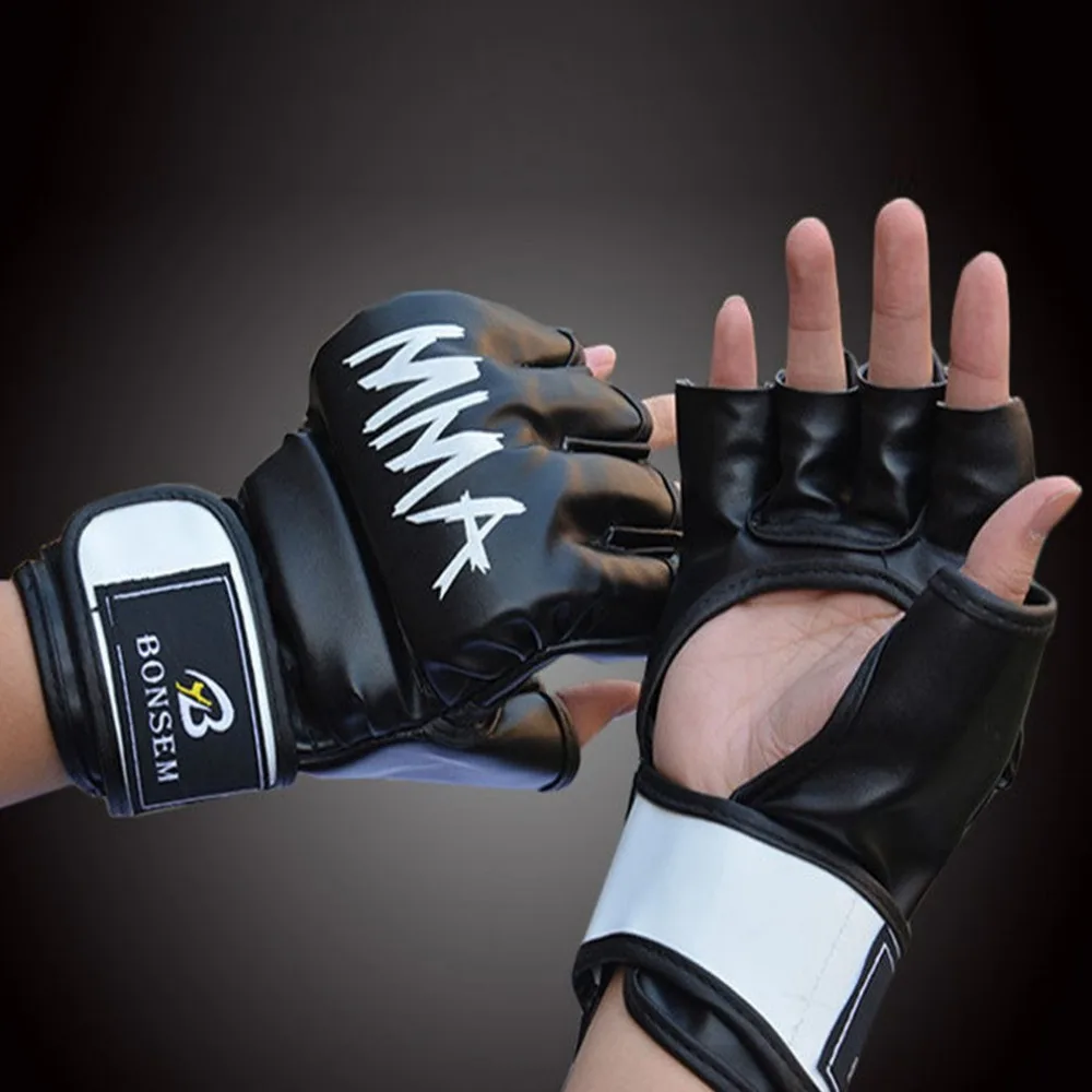 Download A Pair/Set Comfortable MMA Boxing Gloves Soft PU Half ...