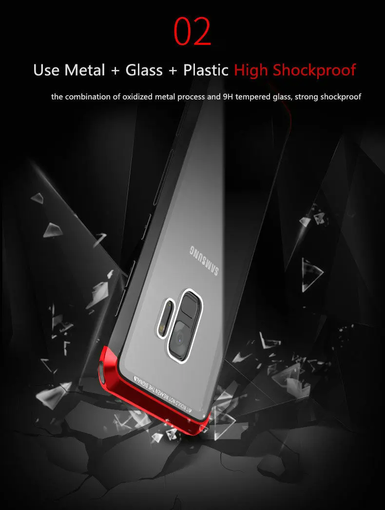 LUPHIE чехол для samsung Galaxy S9 S8 Plus Note 9 8 прозрачный стеклянный чехол для samsung S8 S9 металлический бампер прозрачные чехлы в виде ракушки