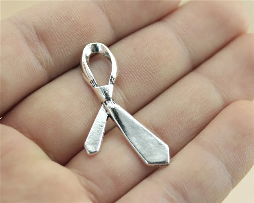 

WYSIWYG 10pcs 38x20mm Bow Tie Charm Pendants For Jewelry Making Antique Silver Men Tie Pendants Charm Tie