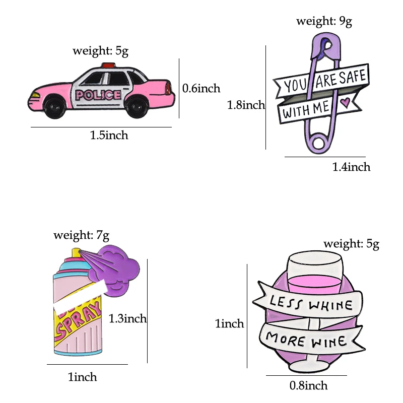 Розовый Фиолетовый Эмаль Булавка автомобиль спрей бокал для вина зажим для бумаги нагрудный знак брошь джинсовая рубашка сумка мультфильм ювелирные изделия подарок для девочки