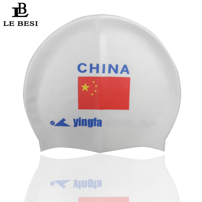 LEBESI плюс размер печати китайский национальный флаг Мужской плавающий колпачок Силиконовый водонепроницаемый женский профессиональный спортивный купальник ming однотонные кепки