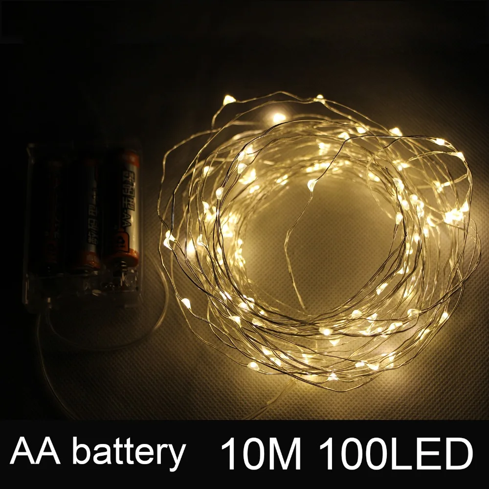 10M 33FT 100 led Battery Powered operated LED Copper Wire Fairy String Lights Christmas Garland Holiday Wedding Party decor