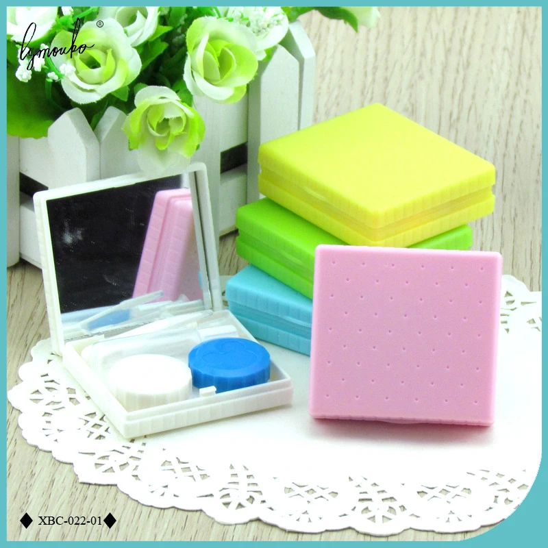 

Lymouko Multicolor Pocket Mini Plastic Contact Lens Case Travel Kit Easy Carry with Mirror Lenses Box