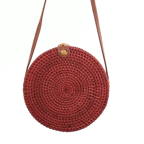 5 шт. оптом сумки из ротанга для Для женщин Соломенная пляжная сумка, сумка в руку, известный фирменный дизайн, Стиль дамы Бали дамские сумочки из бамбука - Цвет: 5 pcs red color