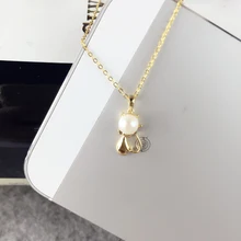 AINUOSHI 18K желтое золото натуральный культивированный пресноводный жемчуг кулон ожерелье подвеска мышь жемчуг 4,5-5 мм подарок на день Святого Валентина