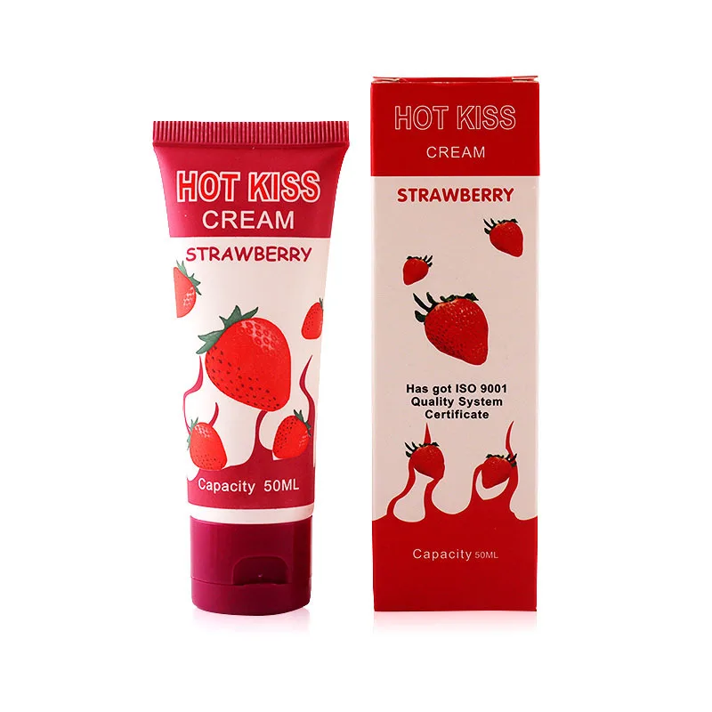 1pc Hot Kiss Strawberry Flavored Edible Lubricant Intercourse Male Female Cream Oral Sex