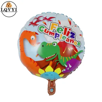 

50pcs 18inch Spanish Happy Birthday Dinosaur Foil Balloons Children Birthday Party Decoration Theme Party Toys Gift Air Globos