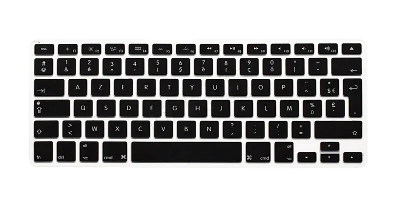 HRH Горячая AZERTY мягкий французский силиконовый чехол для клавиатуры для Mac Book Air Pro 13 1" 17" с дисплеем retina Версия ЕС - Цвет: Black