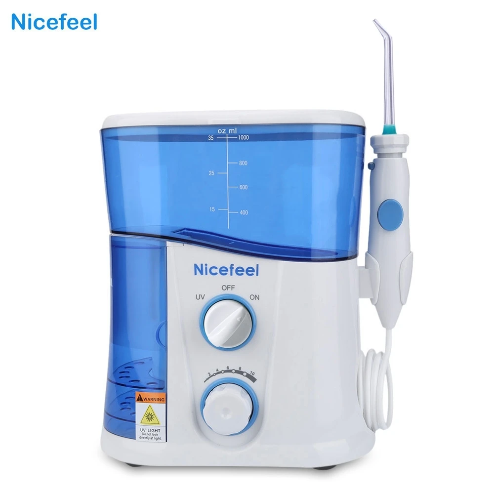 

Nicefeel 1000ML Flosser Electric Oral Irrigator Dental Water Jet Spa Unit Professional Floss Oral Irrigator 7Pcs Water Distiller
